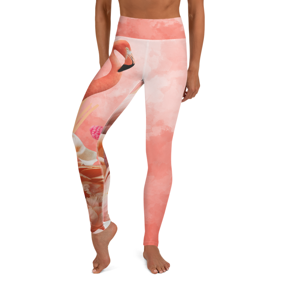 Tangerine Water Color Yoga Leggings with Flamingo – BodyByRuth