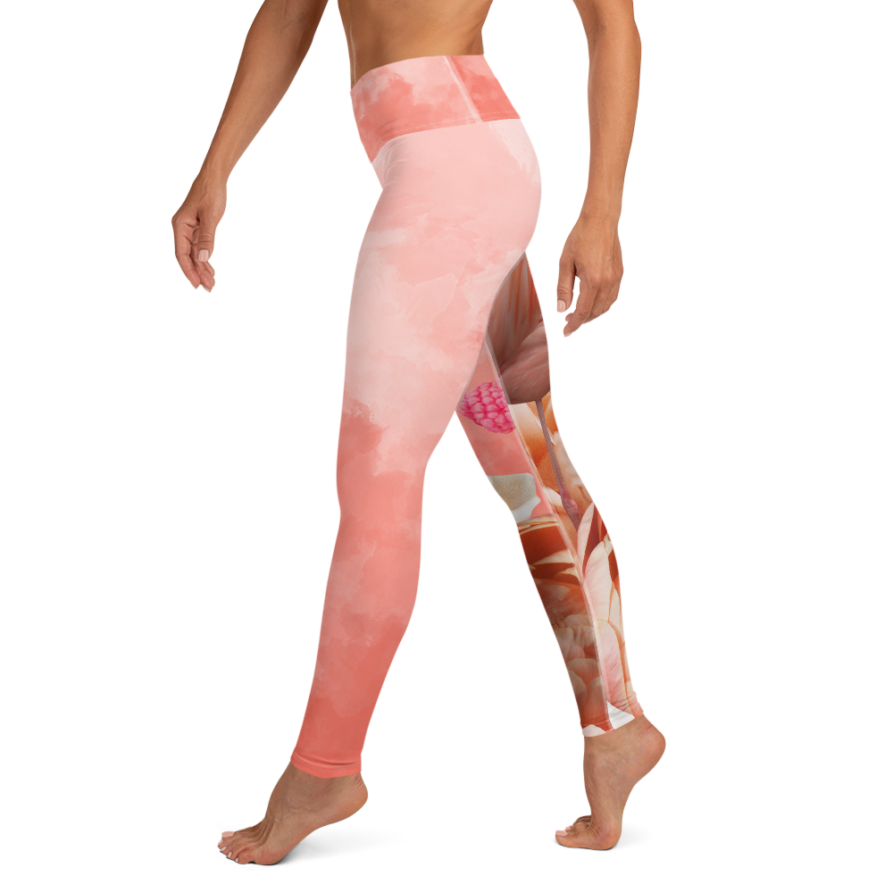 Tangerine Water Color Yoga Leggings with Flamingo – BodyByRuth