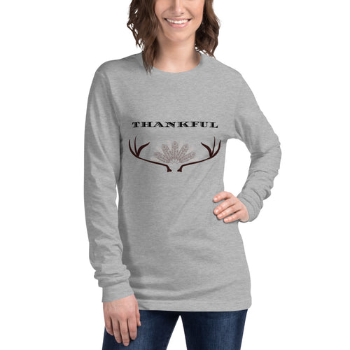 Thankful with Antlers Unisex Long Sleeve Tee