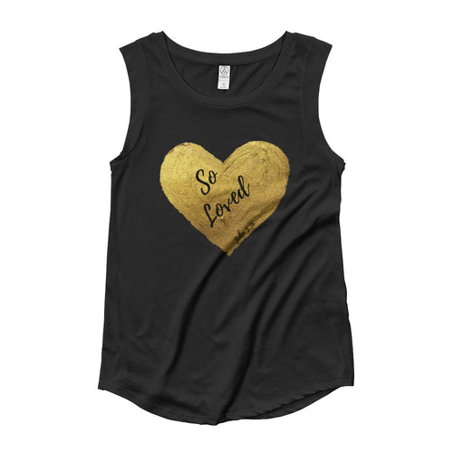 So Loved in Gold Ladies’ Cap Sleeve T-Shirt